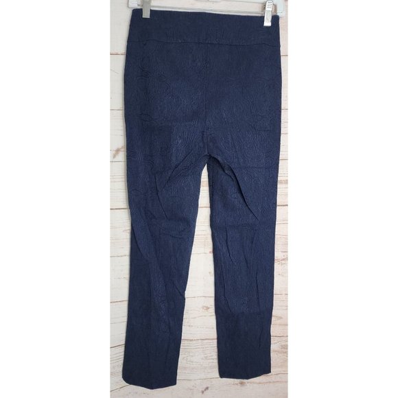 Navy Blue Stretch Paisley Pants for Women: Lulu B's Colorful and Comfortable - Picture 2 of 13